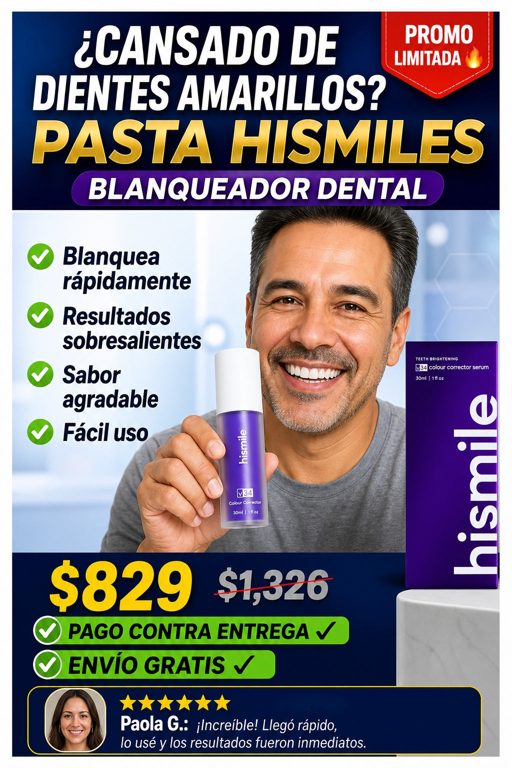 Pasta Hismiles Morada Blanqueador Dental - imagen 3
