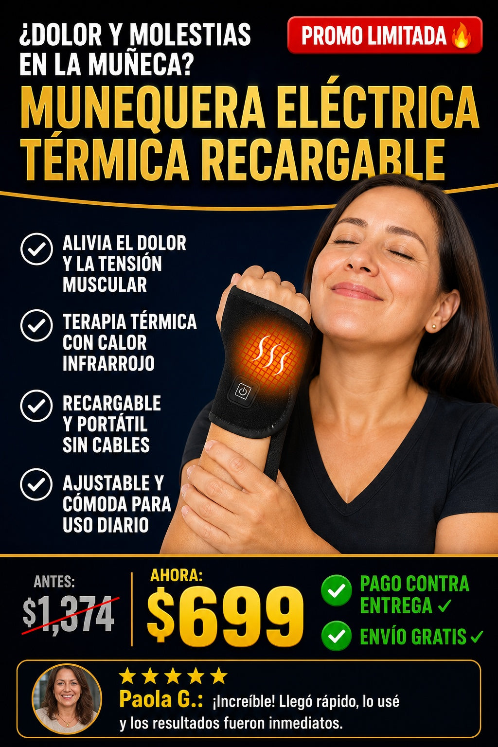 Munequera Electrica Termica Recargable - imagen 3