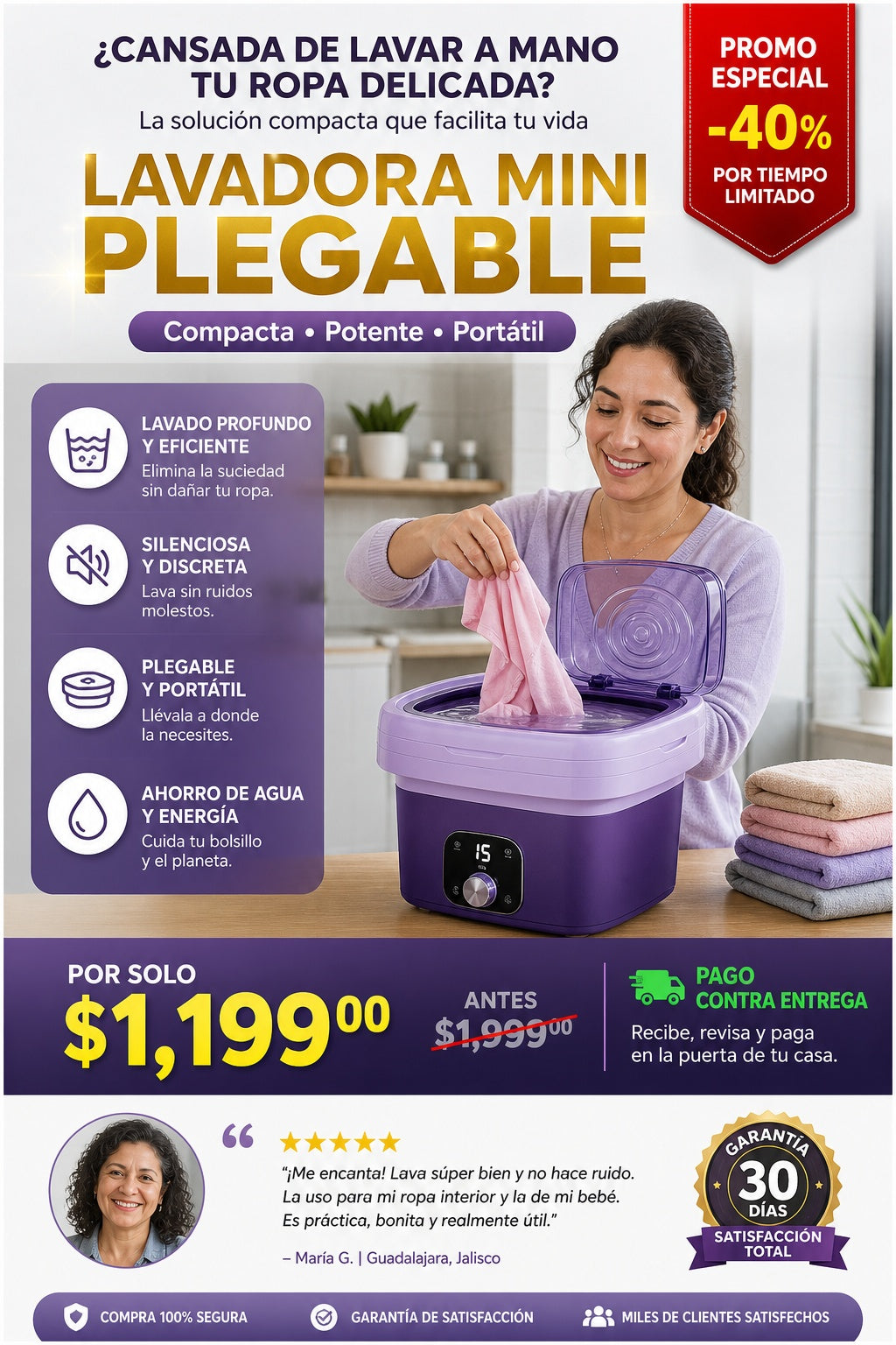 Mini Lavadora Portatil Ropa - imagen 3