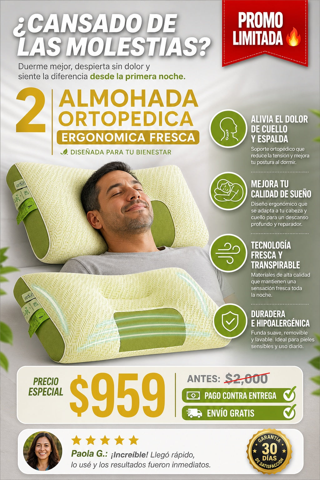 2 Almohada Ortopedica Ergonomica Fresca - imagen 3