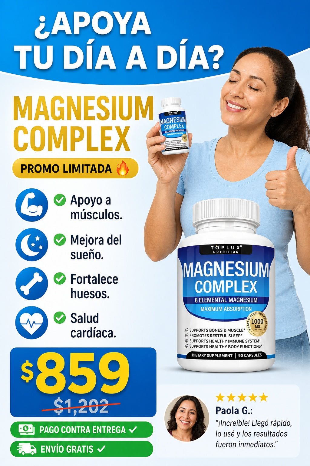 Suplemento Magnesio Complex Toplux 90 Cp - imagen 3