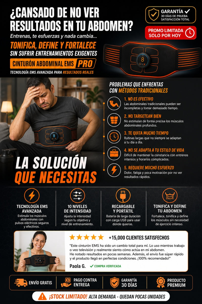 Cinturón electroestimulador abdominal EMS recargable con 10 niveles - imagen 3