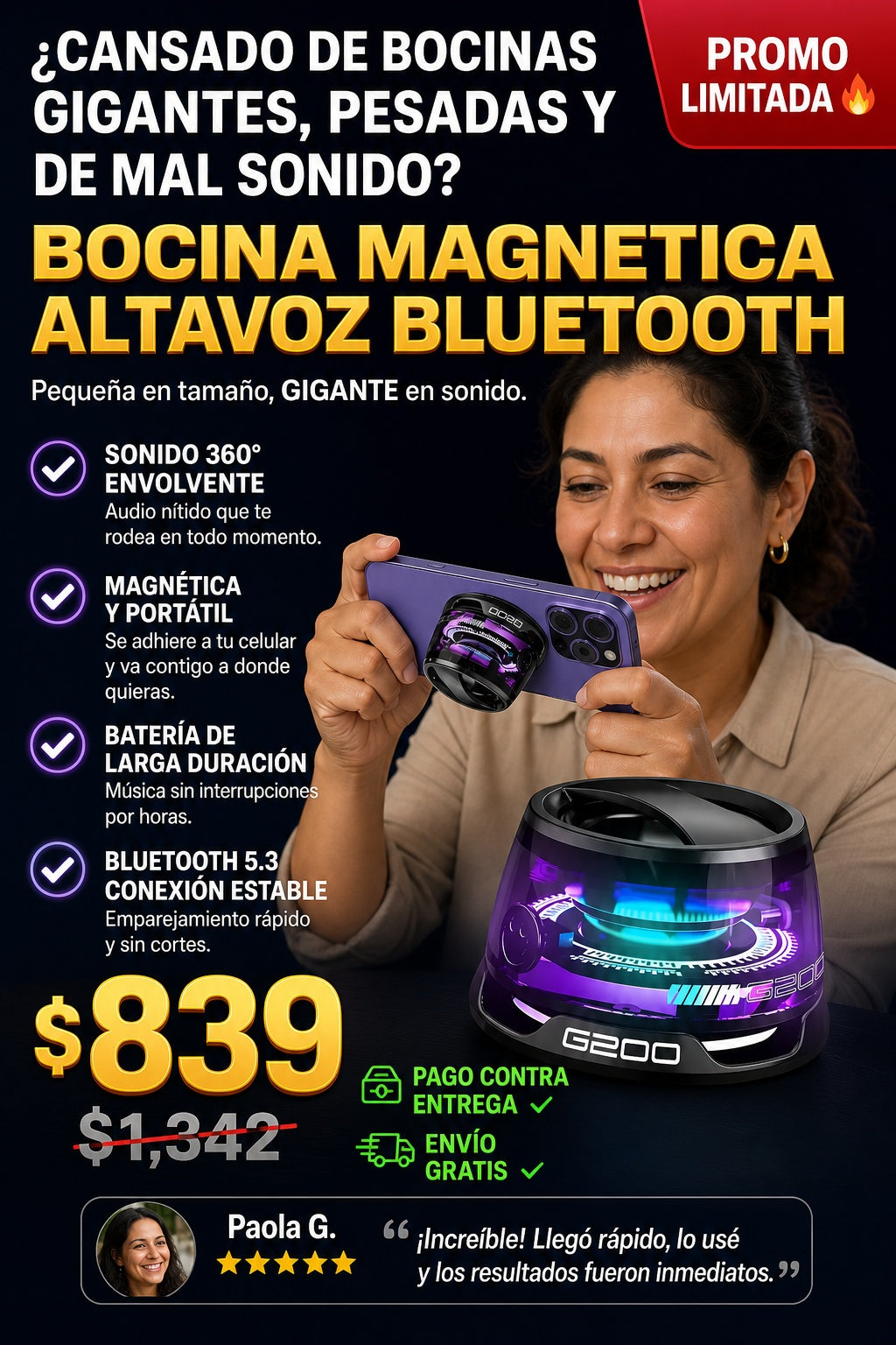 Bocina Magnetica Altavoz Bluetooth - imagen 3