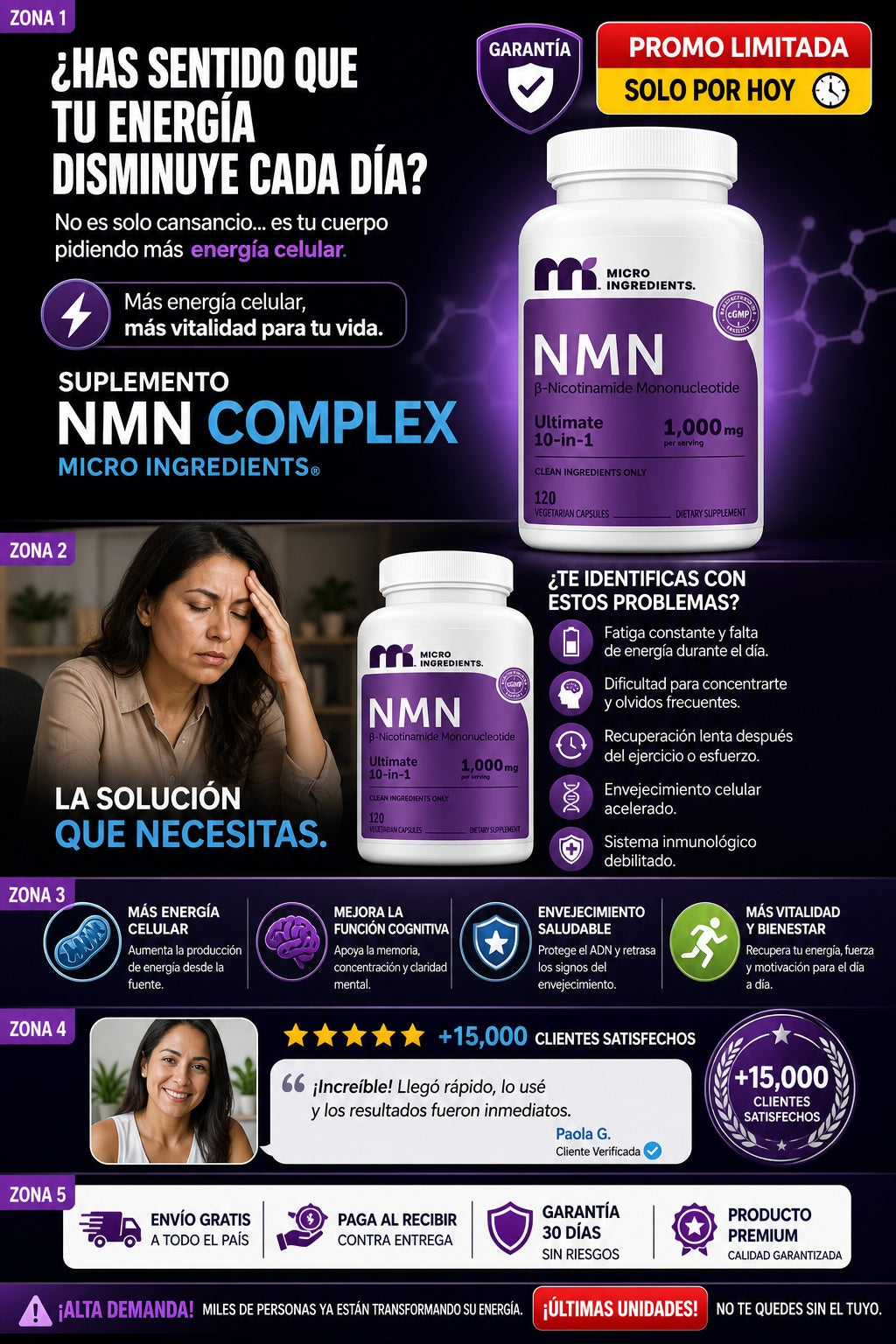 Suplemento Nmn Complex Micro Ingredients - imagen 3