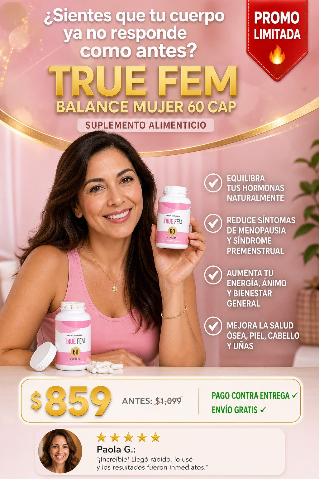 Suplemento True Fem Balance Mujer 60 Cap - imagen 3
