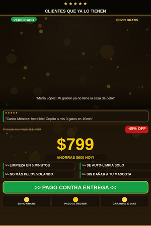 Cepillo removedor de pelo para mascotas con autolimpieza — testimonios