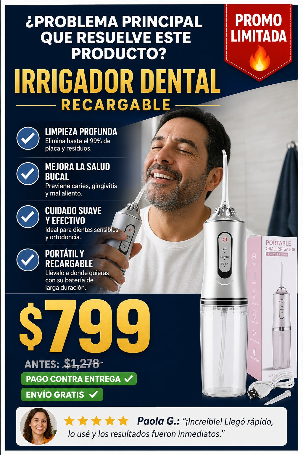 Irrigador Dental Recargable - imagen 3