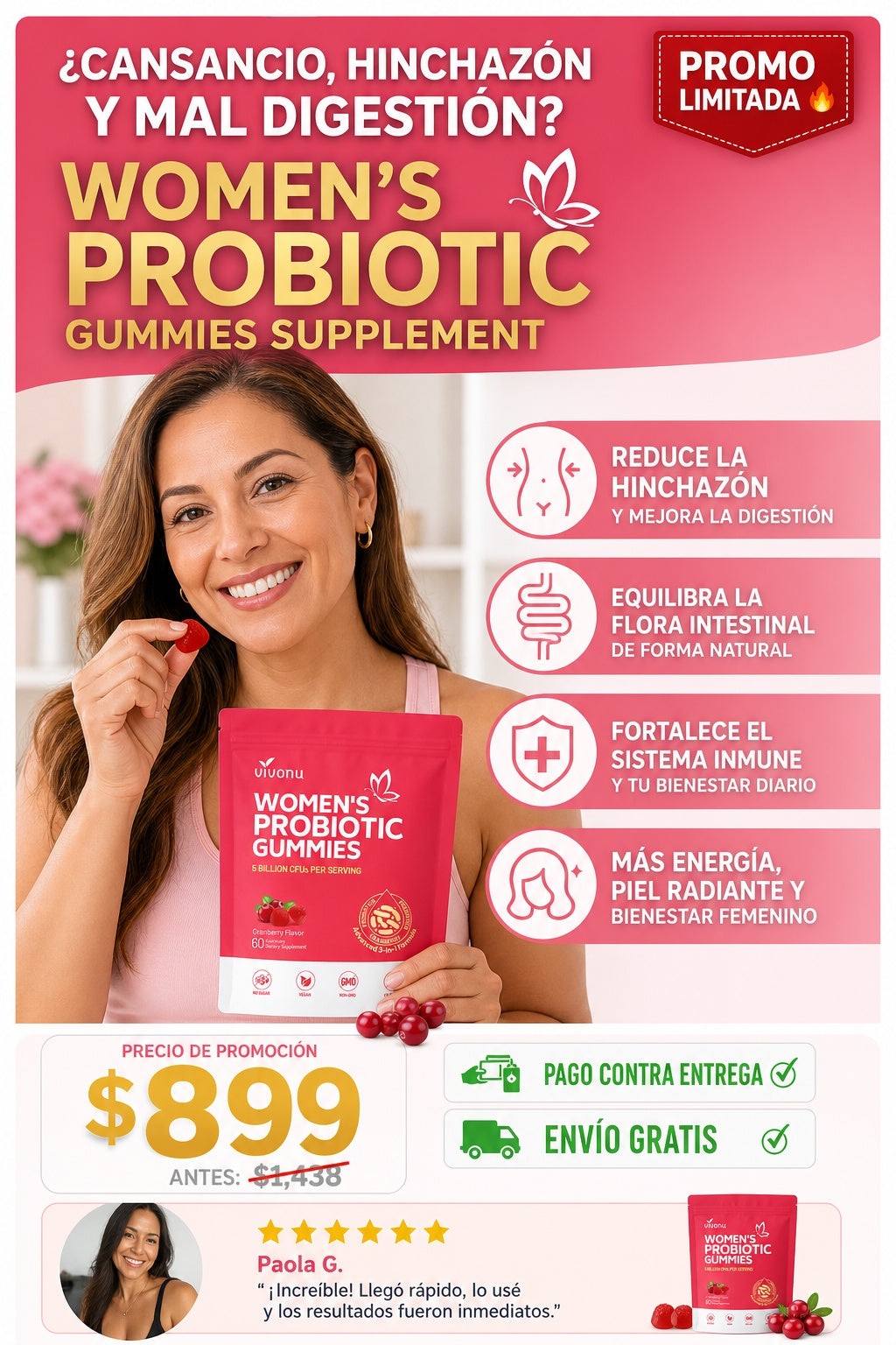 Suplemento Probioticos Mujer 60 Gomas - imagen 3