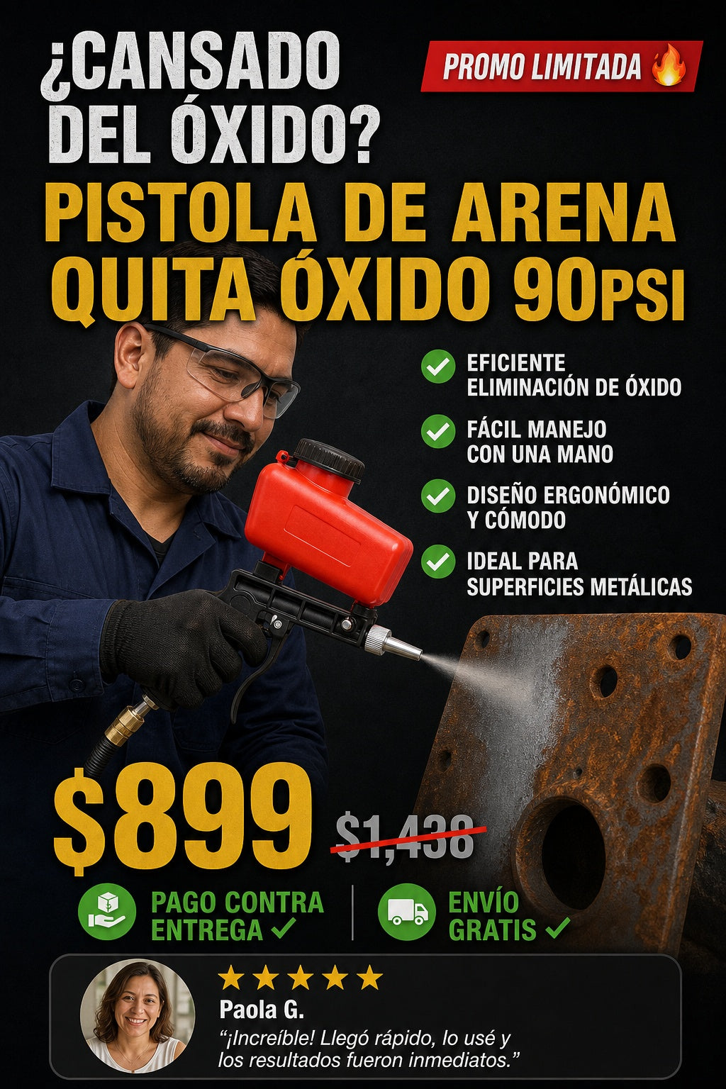Pistola De Arena Quita Oxido 90psi - imagen 3