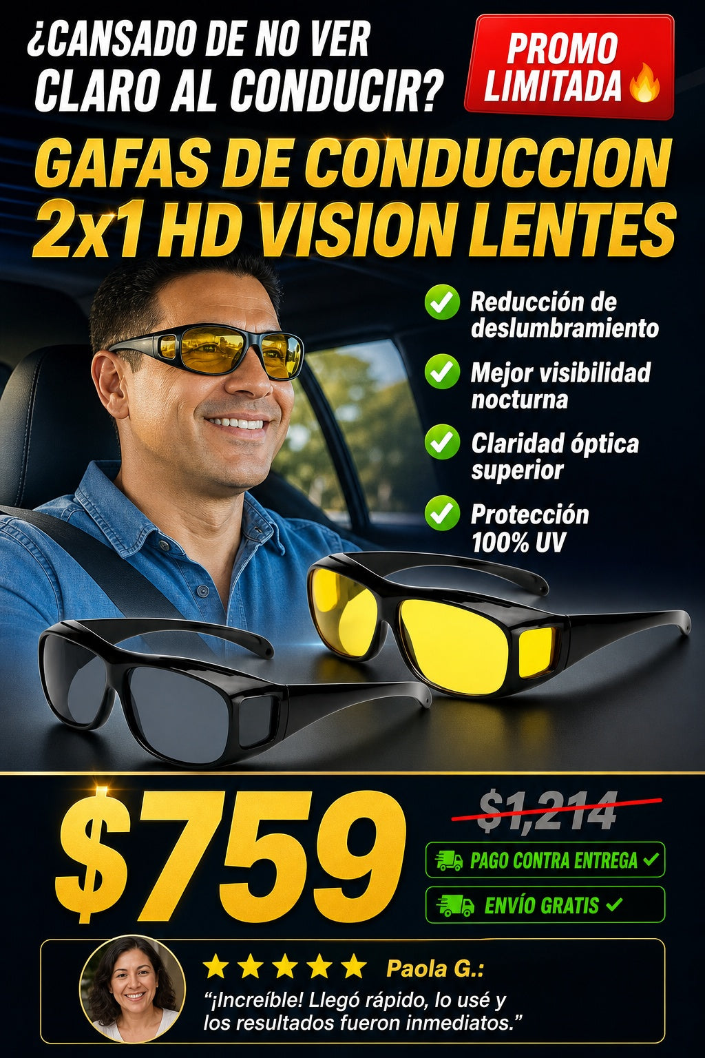 Gafas De Conduccion 2x1 Hd Vision Lentes - imagen 3