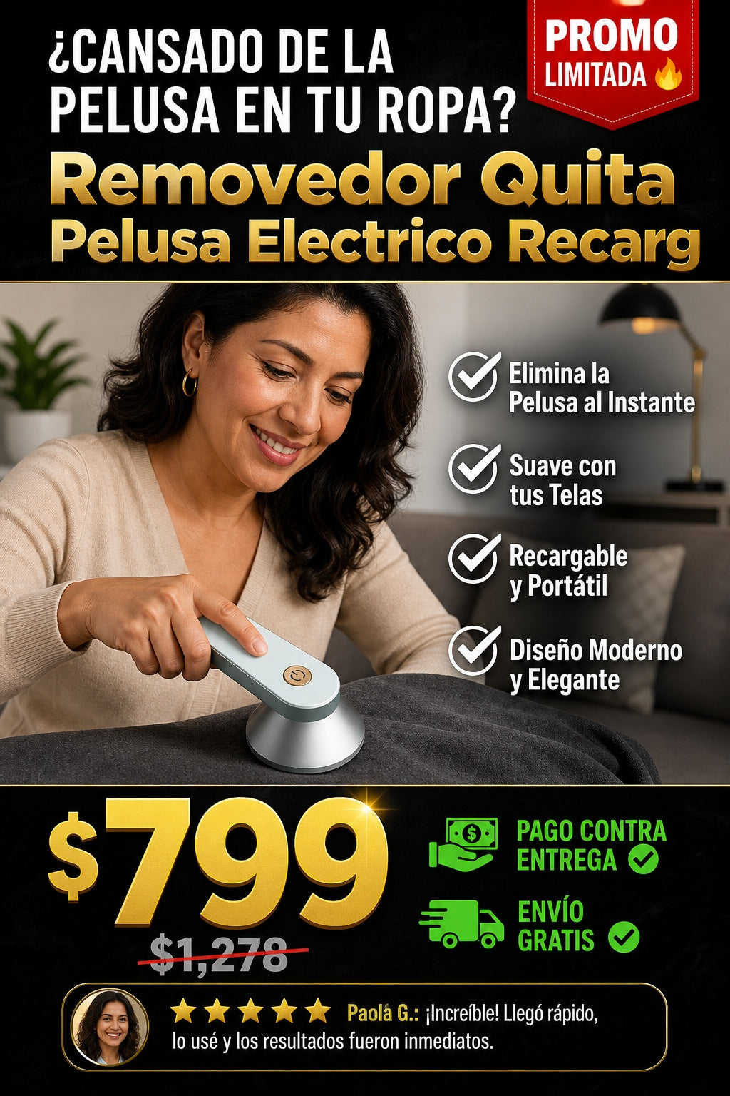 Removedor Quita Pelusa Electrico Recarg - imagen 3