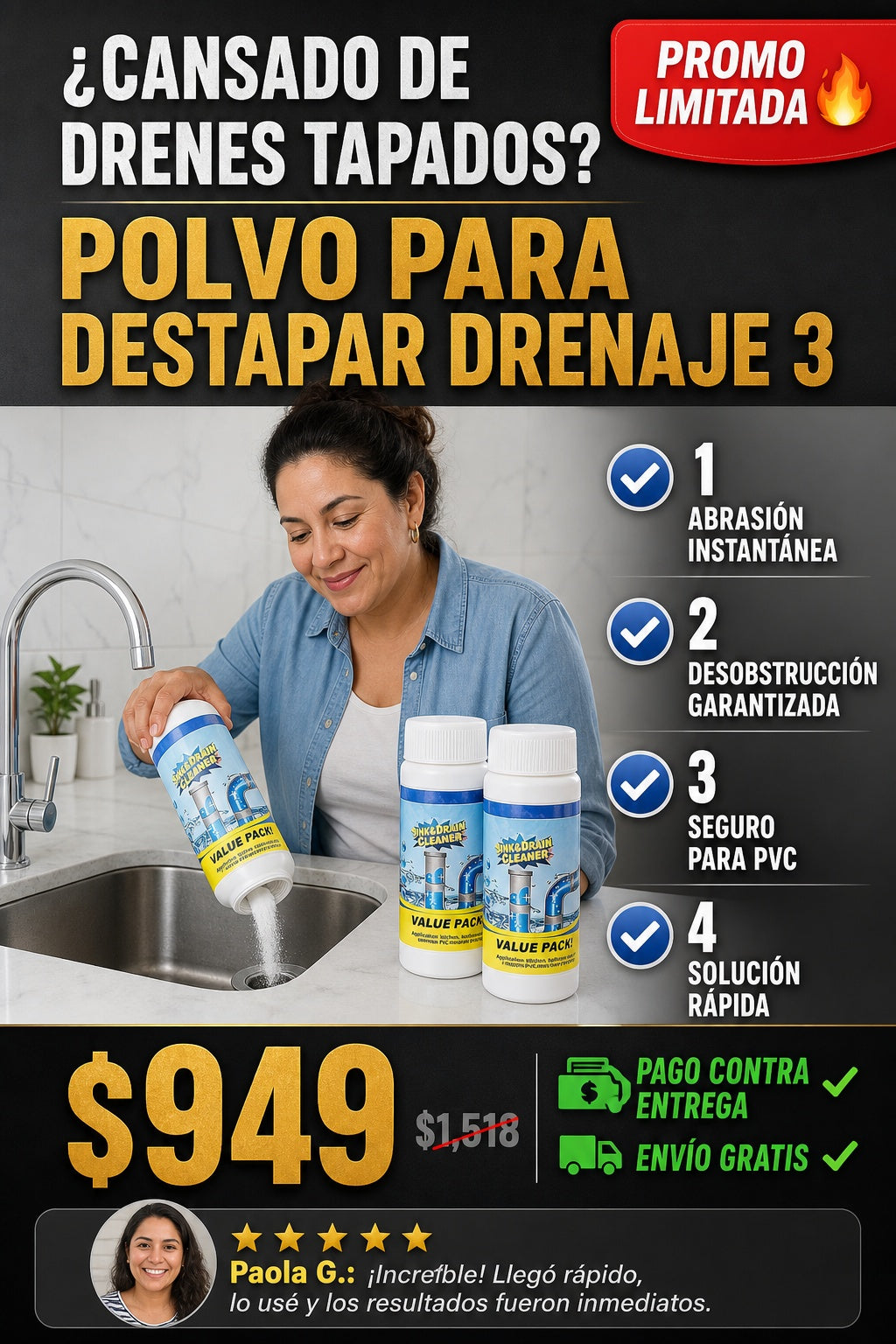 Polvo Para Destapar Drenaje 3 - imagen 3