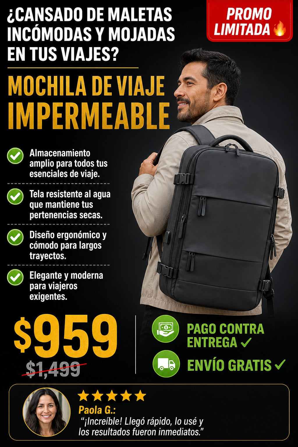 Mochila De Viaje Impermeable - imagen 3