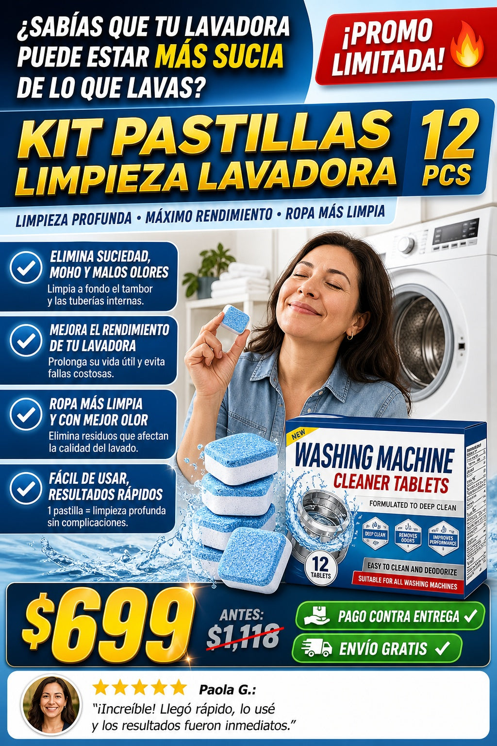Kit Pastillas Limpieza Lavadora 12 Pcs - imagen 3