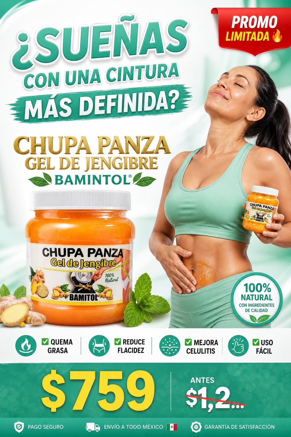 Chupa Panza Gel De Jengibre Bamintol - imagen 3