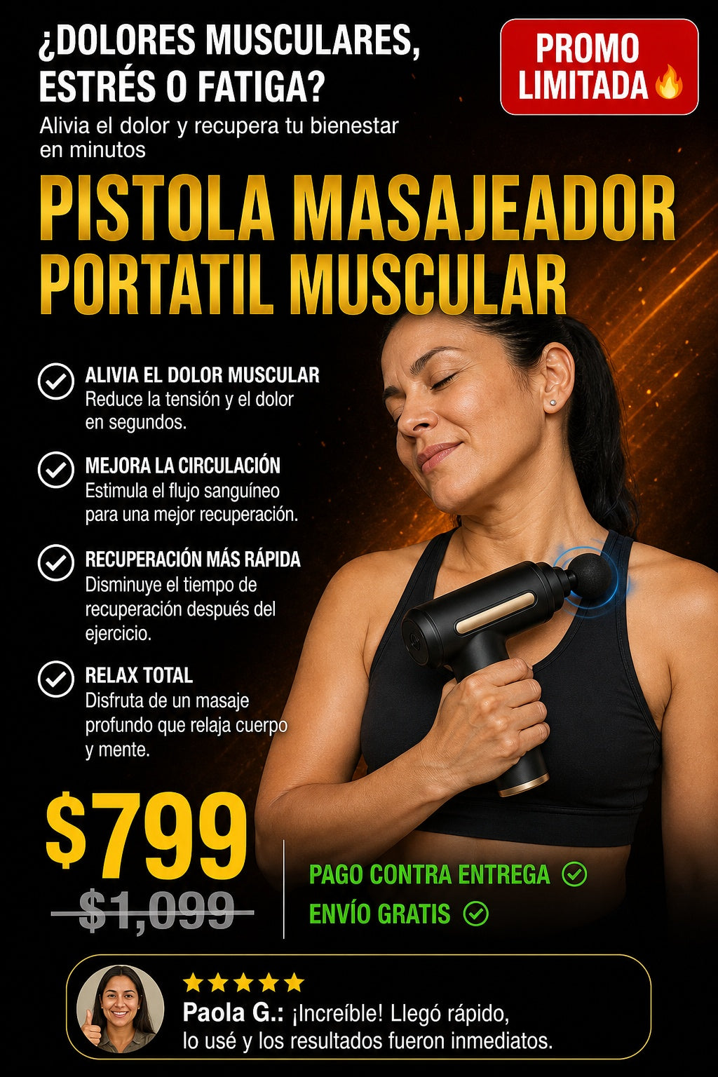 Pistola Masajeador Portatil Muscular - imagen 3