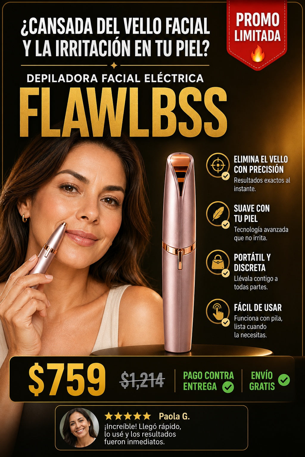 Depiladora Facial Electrica Flawlbss - imagen 3