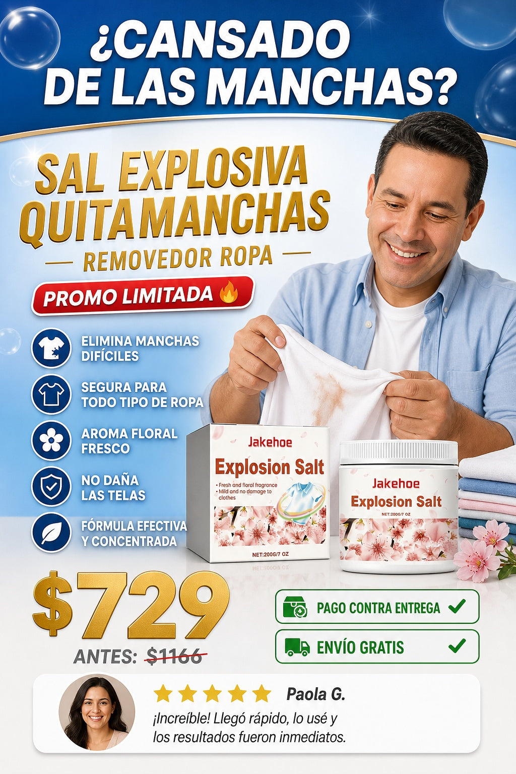Sal Explosiva Quitamanchas Removedor Ropa - imagen 3