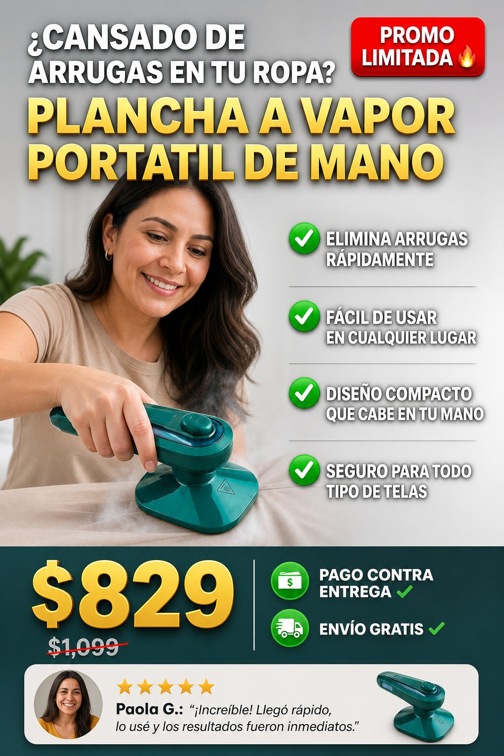 Plancha A Vapor Portatil De Mano - imagen 3