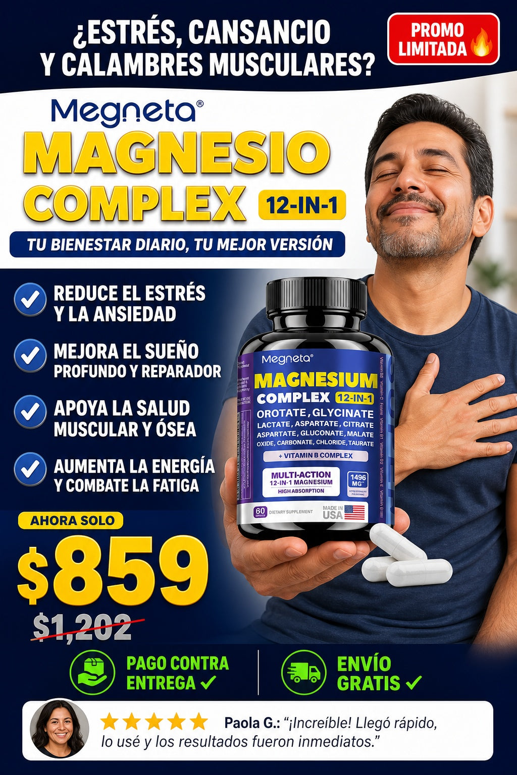 Suplemento Megneta Magnesio Complex 60cp - imagen 3