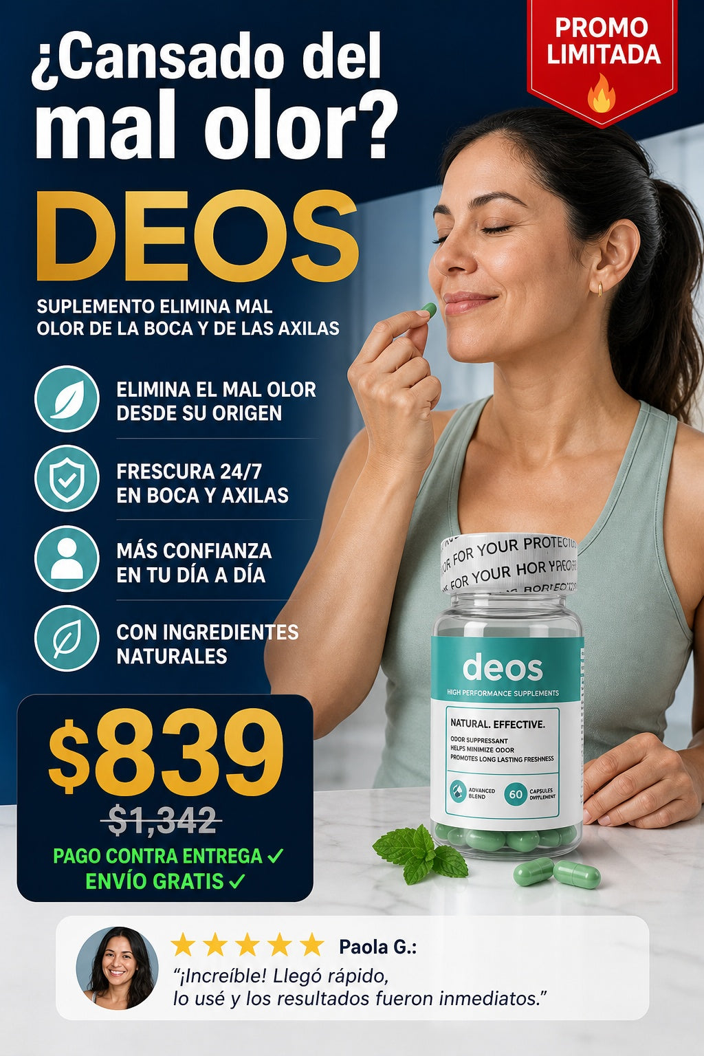 Deos Suplemento Elimina Mal Olor de la boca y de las acxilas - imagen 3