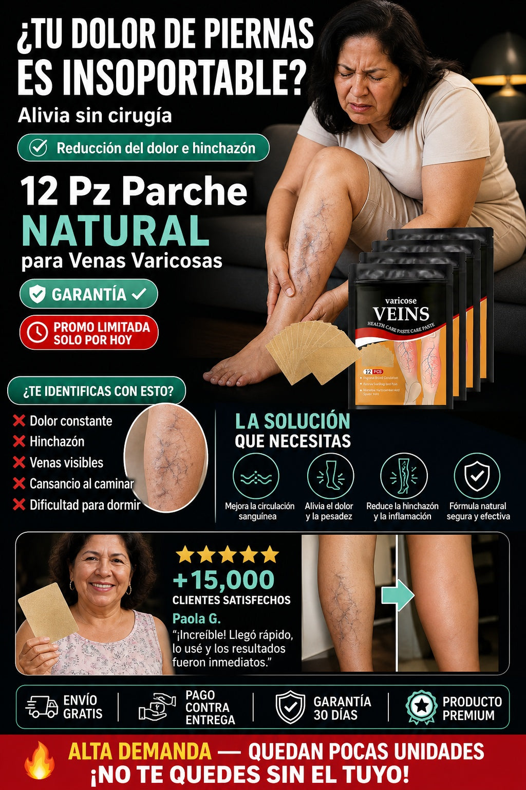 12 Pz Parche Natural P Venas Varicosas - imagen 3