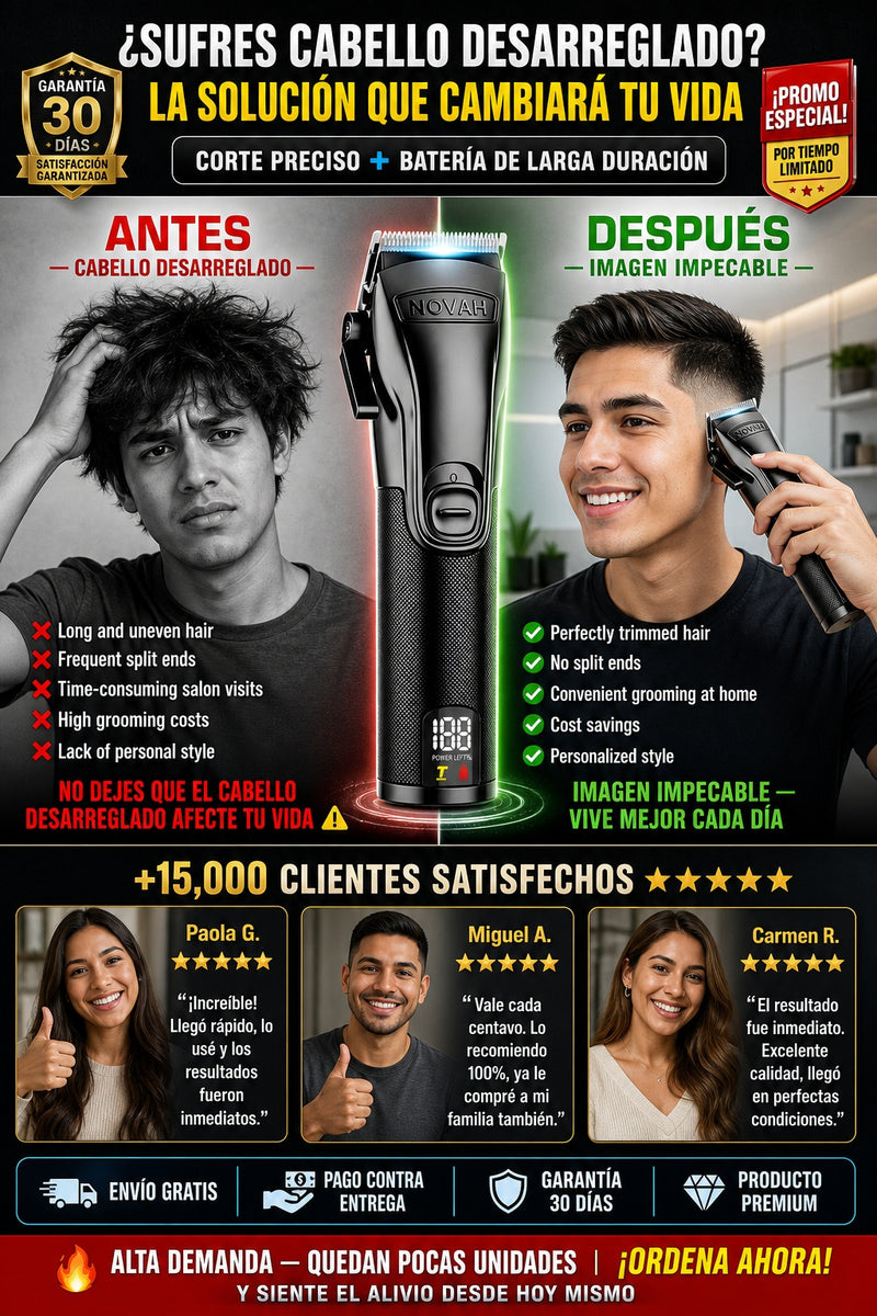 Cortadora eléctrica de cabello profesional recargable con guías ajustables - imagen 4