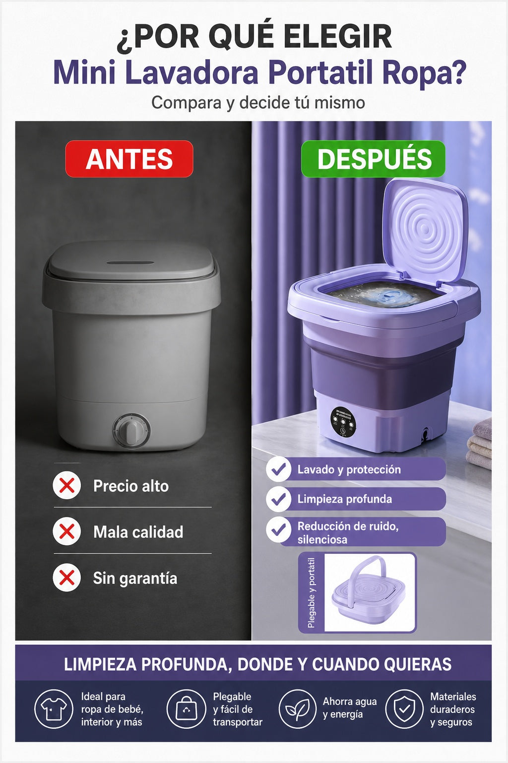Mini Lavadora Portatil Ropa - imagen 4