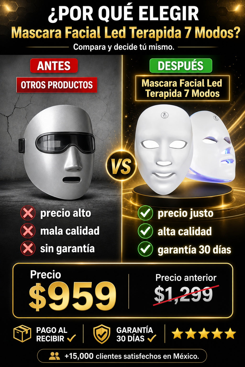 Mascara Facial Led Terapida 7 Modos - imagen 4