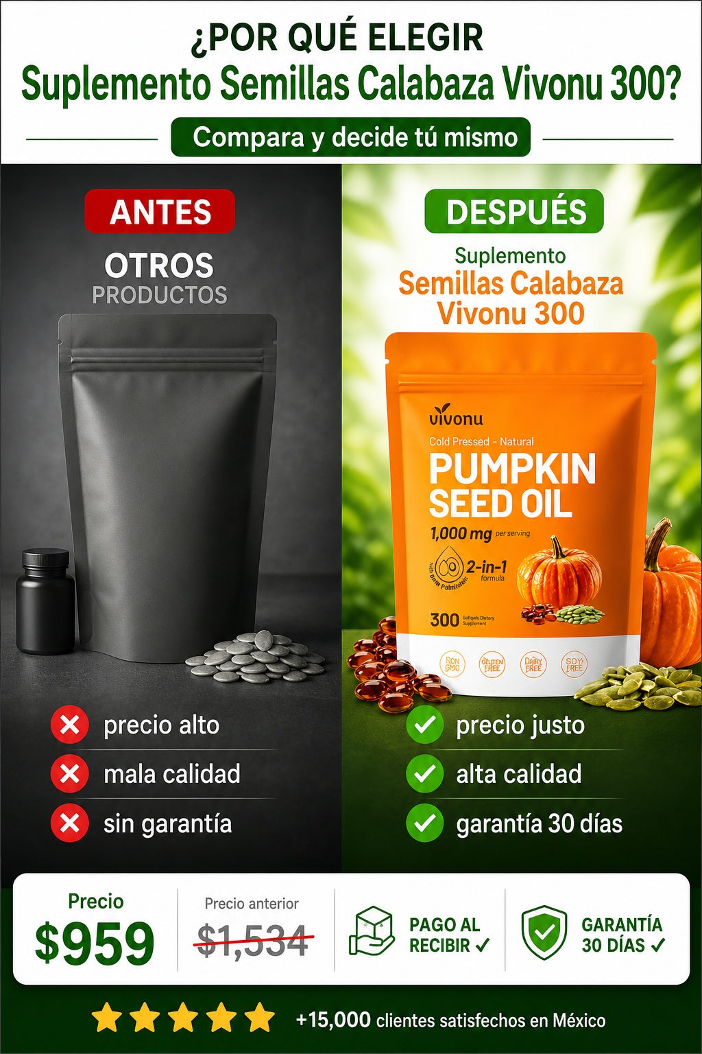 Suplemento Semillas Calabaza Vivonu 300 - imagen 4