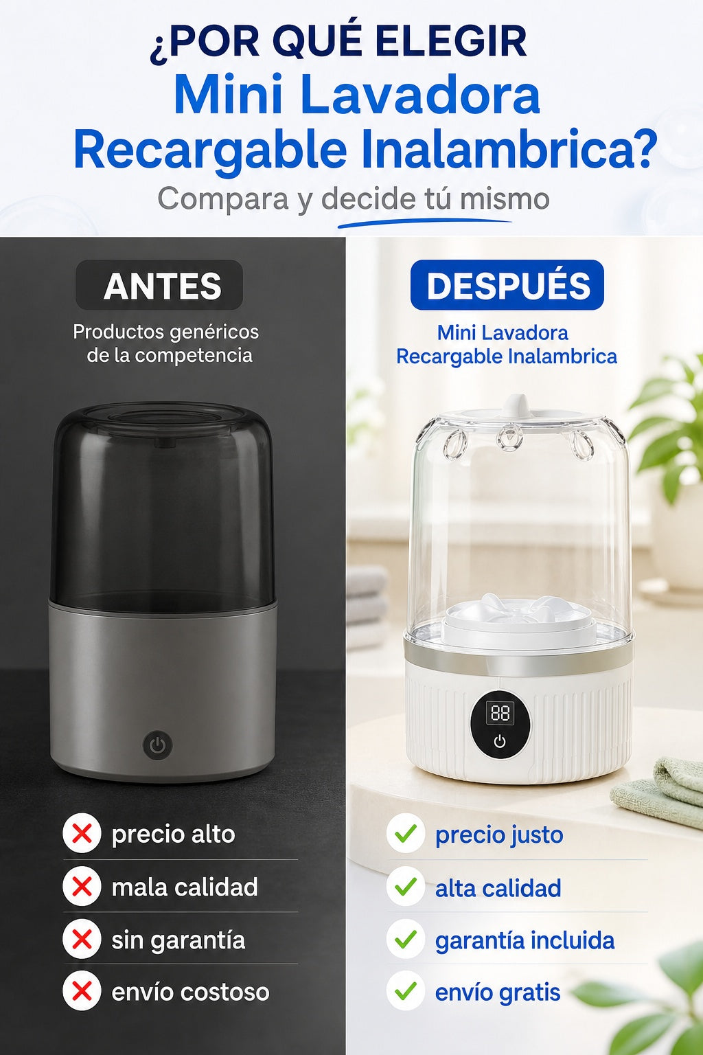Mini Lavadora Recargable Inalambrica - imagen 4