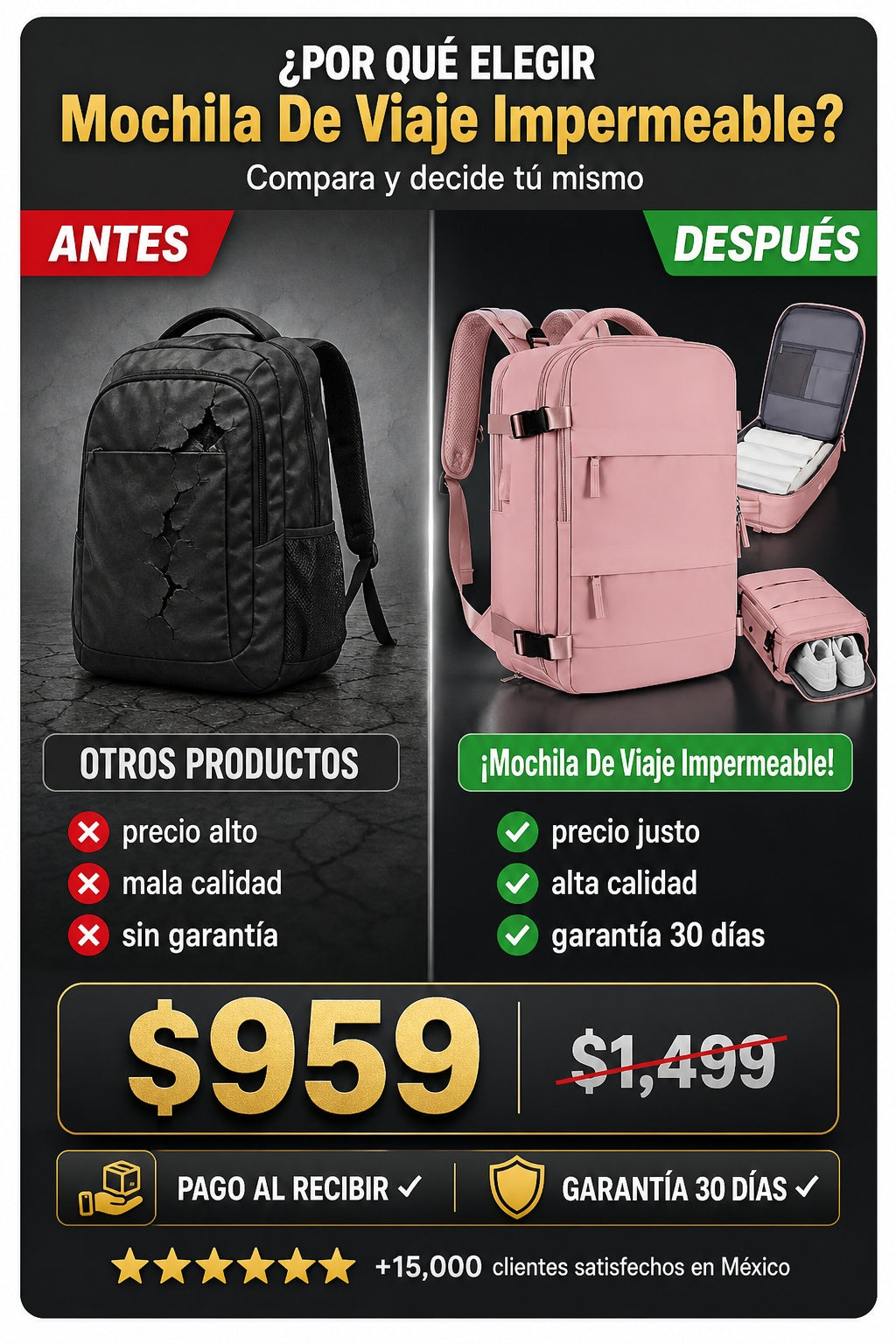 Mochila De Viaje Impermeable - imagen 4