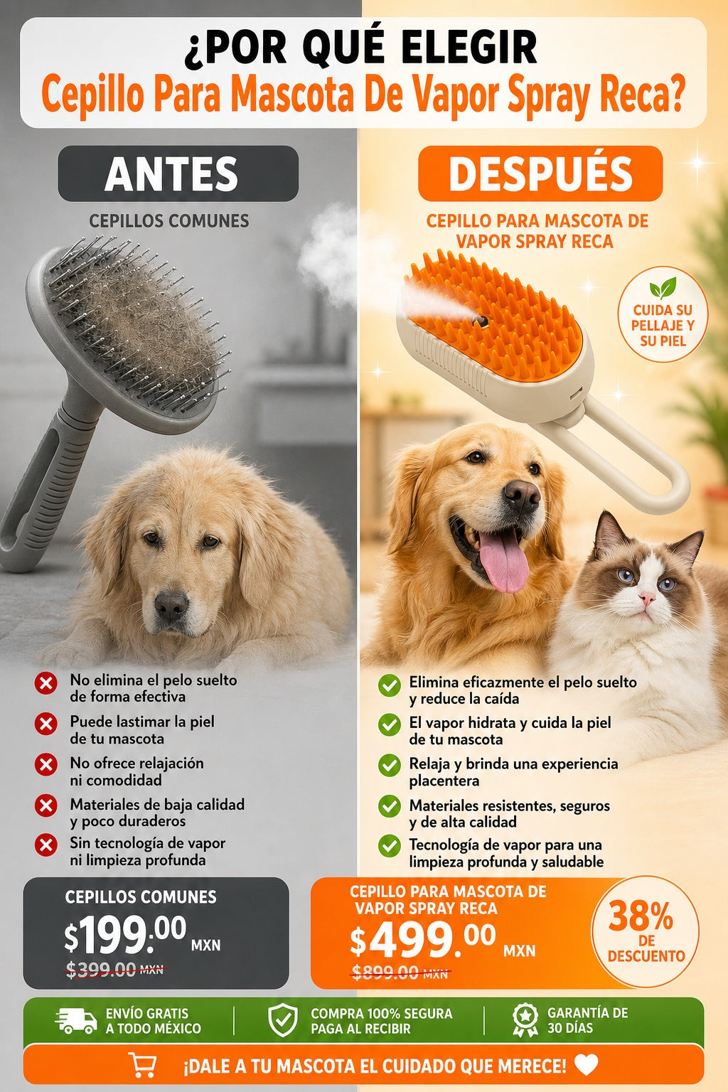 Cepillo Para Mascota De Vapor Spray Reca - imagen 4