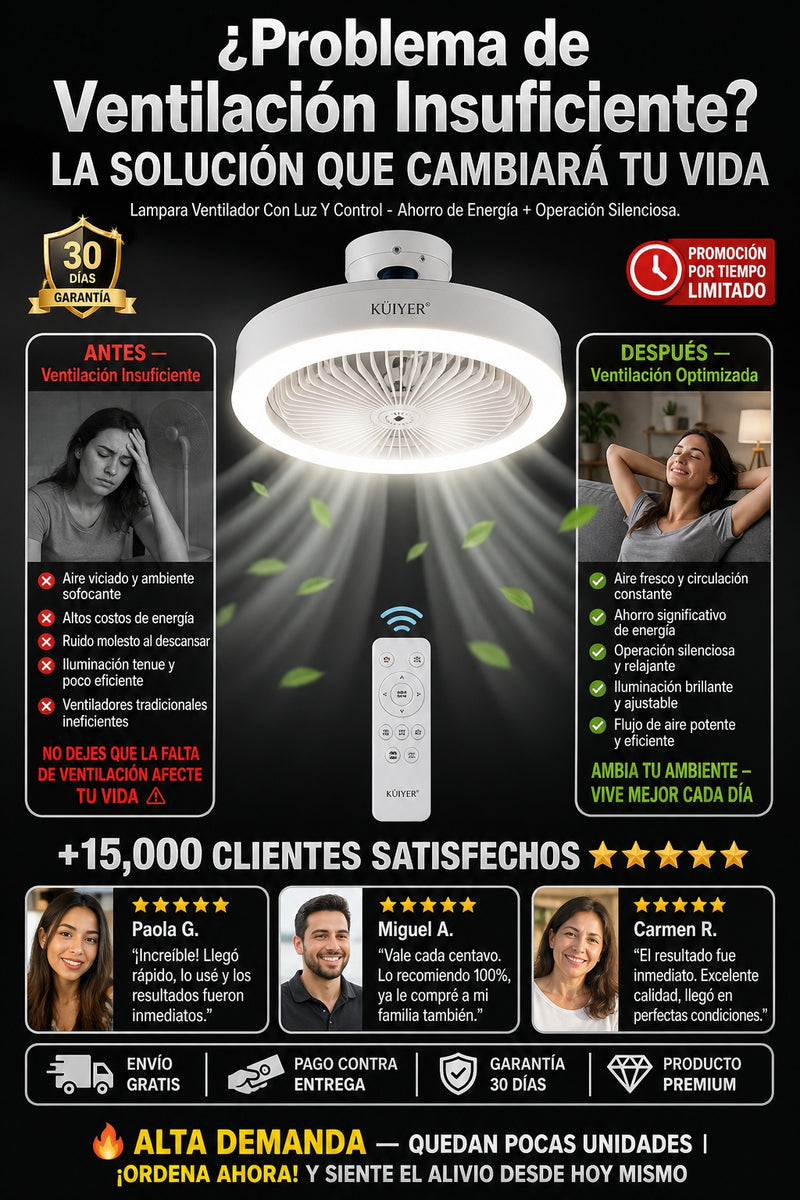 Lampara Ventilador Con Luz Y Control - imagen 4