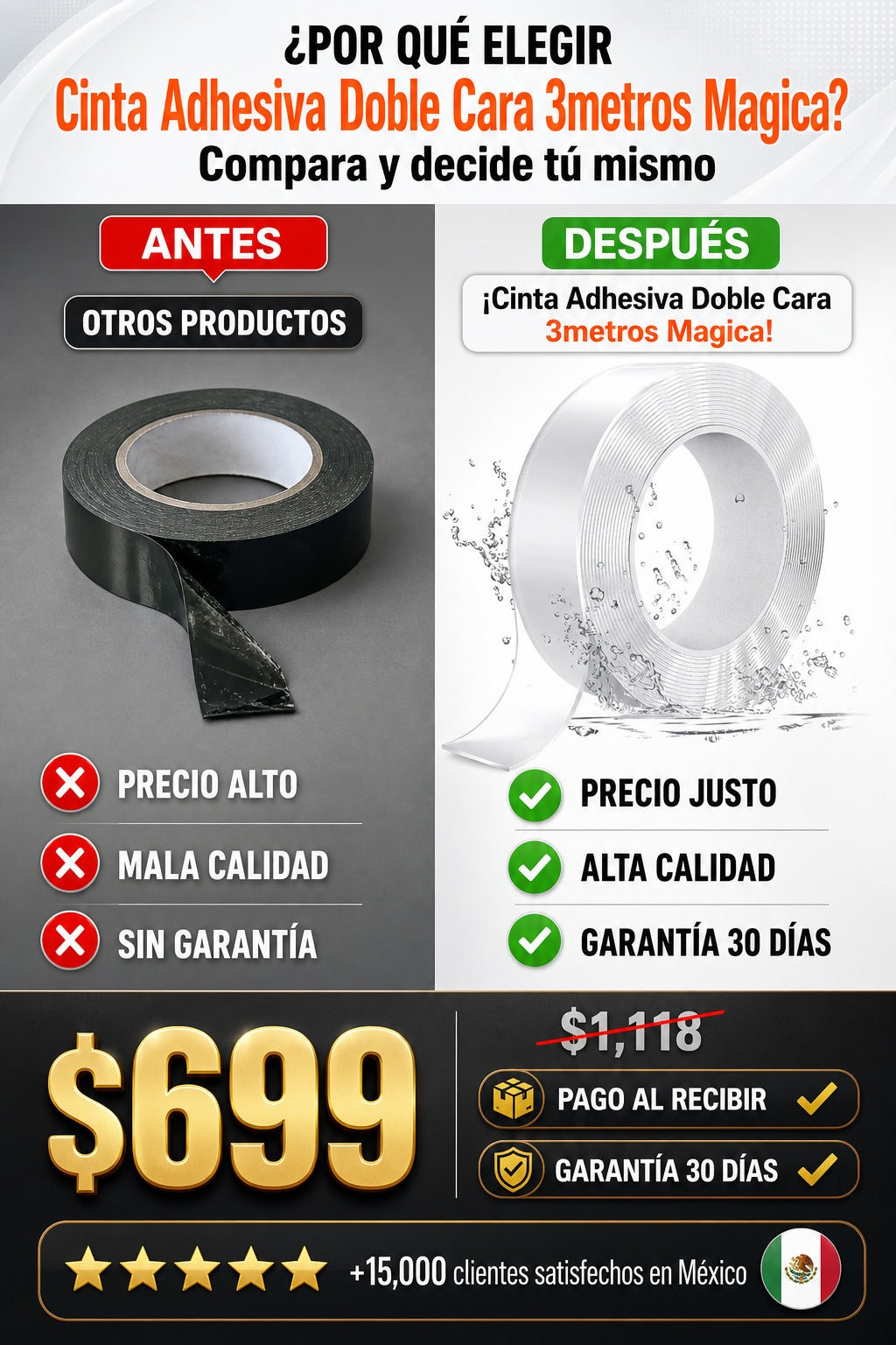 Cinta Adhesiva Doble Cara 3metros Magica - imagen 4