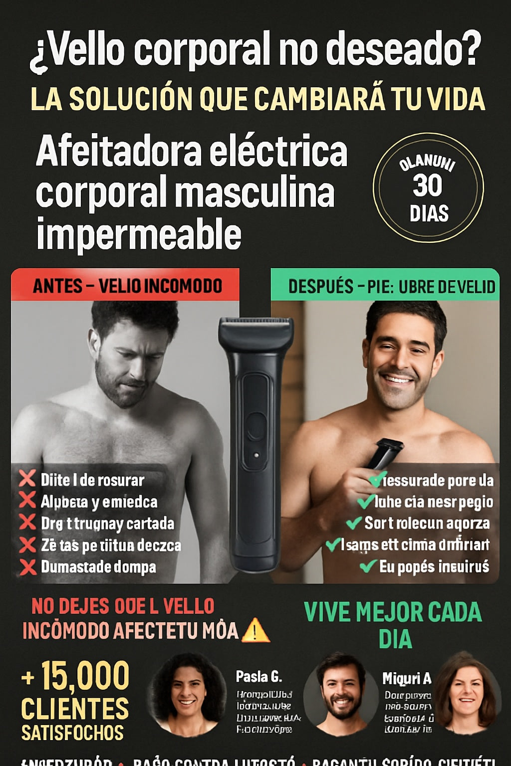 Afeitadora eléctrica corporal masculina impermeable - imagen 4