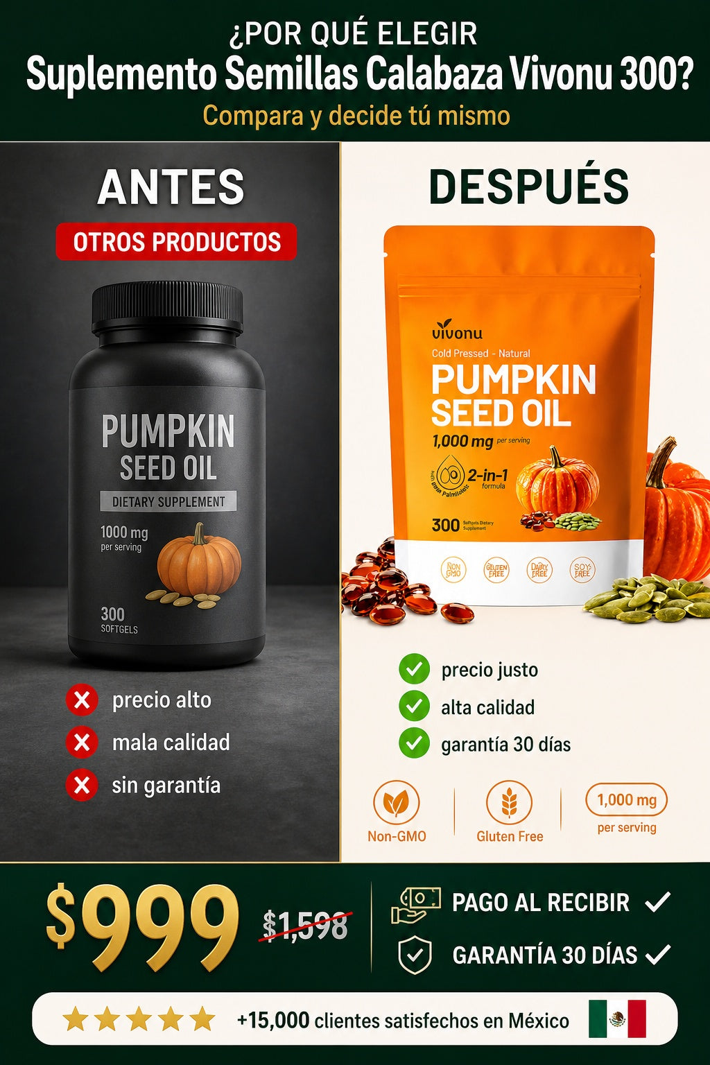 Suplemento Semillas Calabaza Vivonu 300 - imagen 4