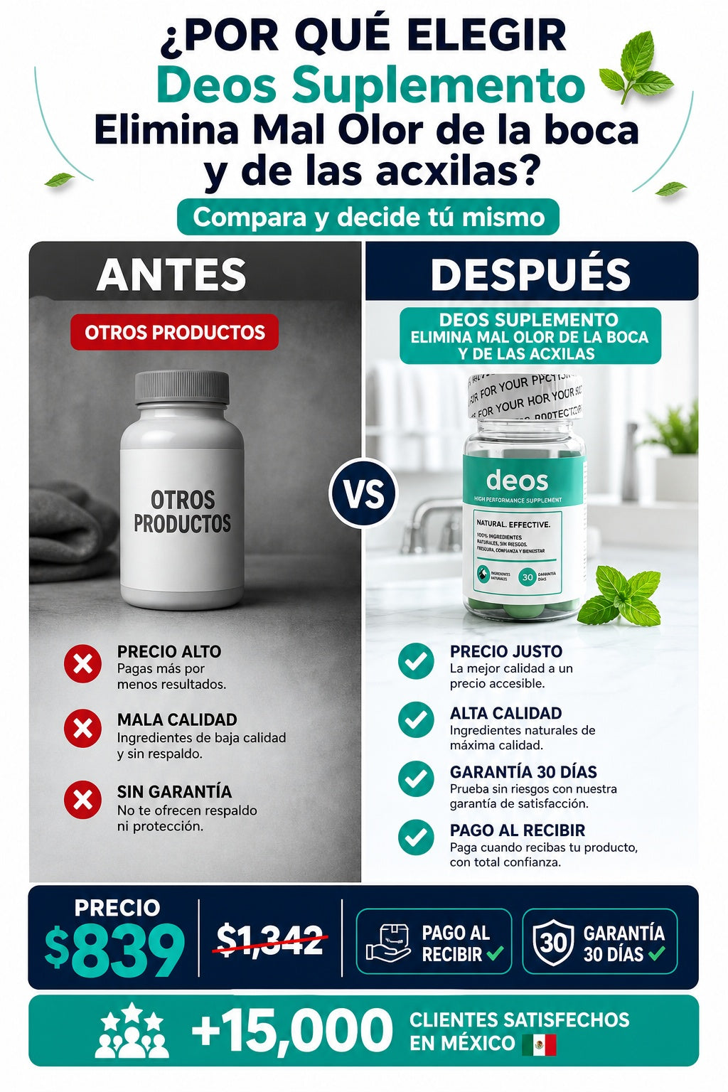 Deos Suplemento Elimina Mal Olor de la boca y de las acxilas - imagen 4