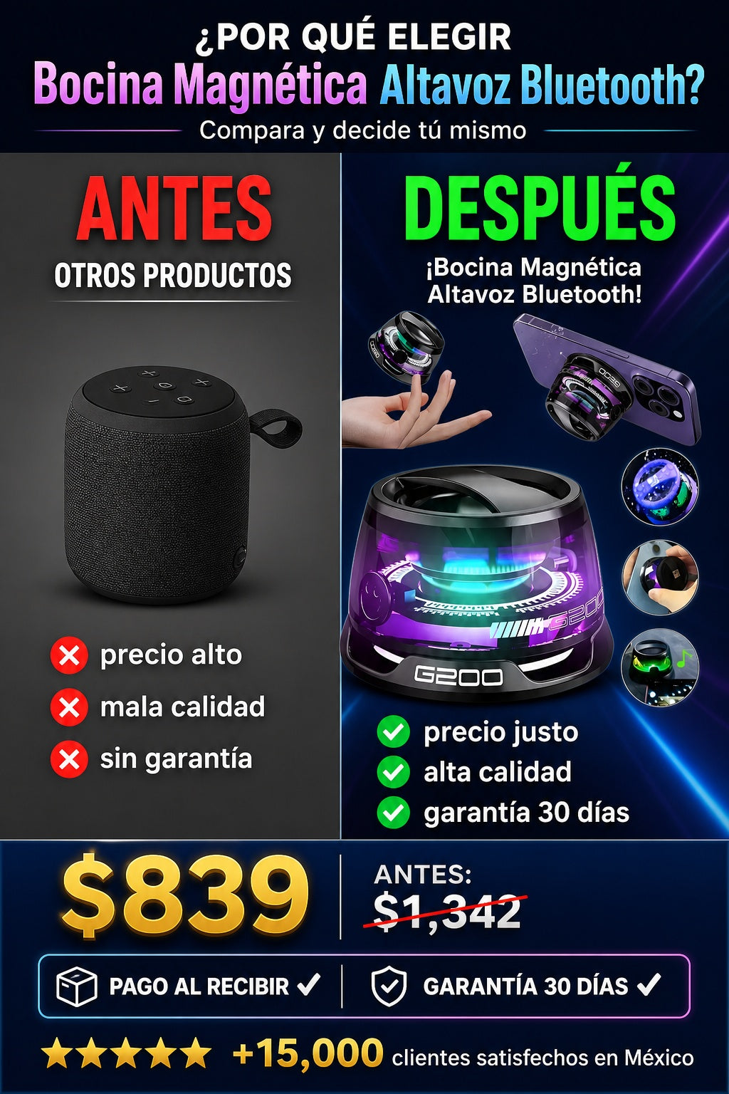 Bocina Magnetica Altavoz Bluetooth - imagen 4