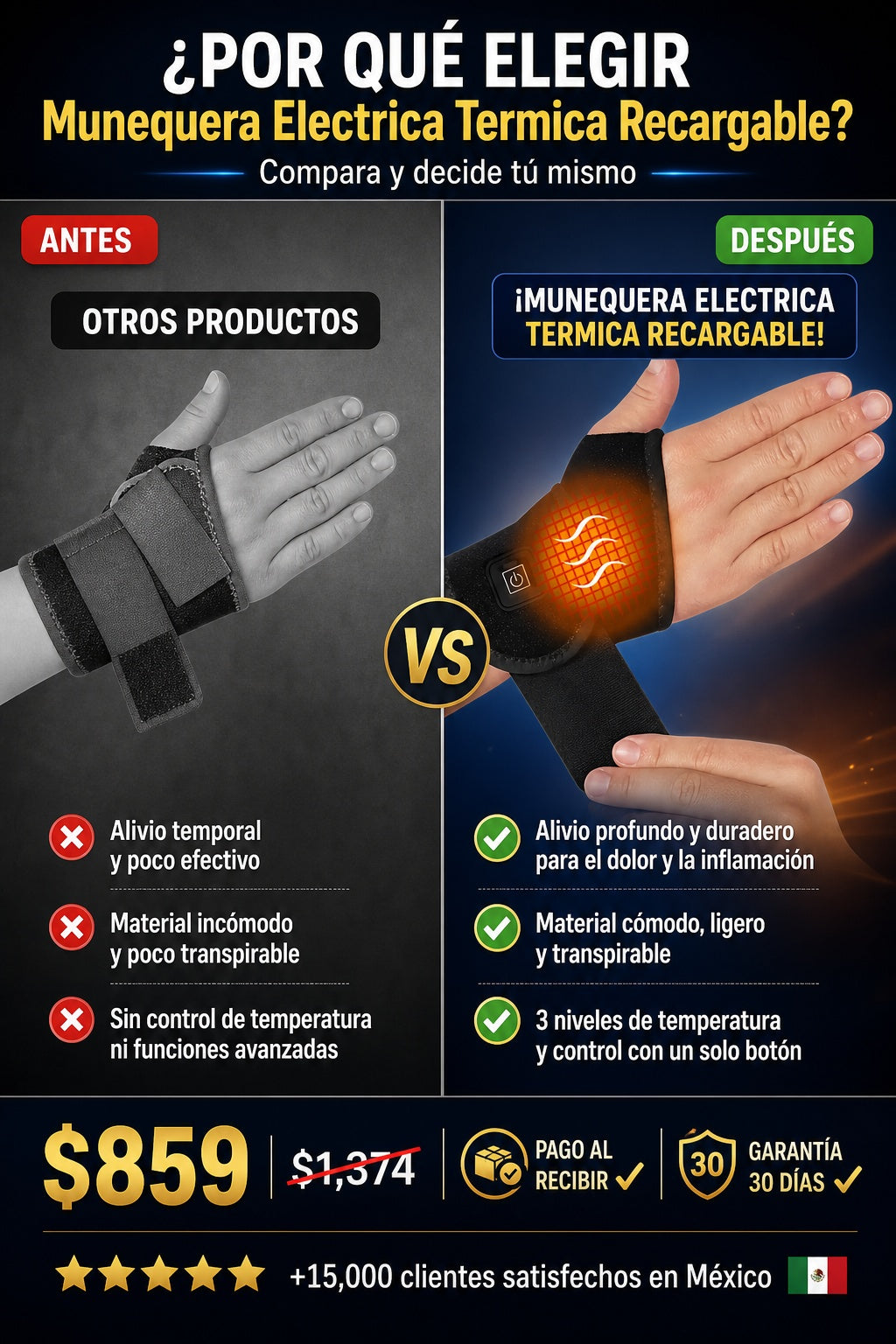 Munequera Electrica Termica Recargable - imagen 4