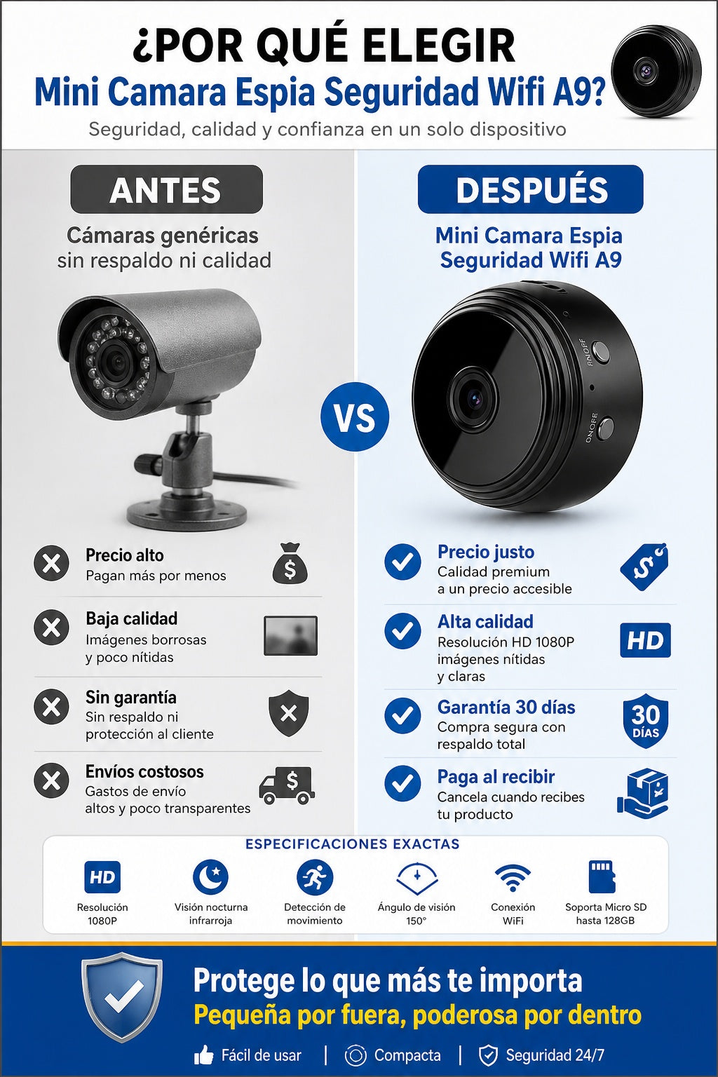 Mini Camara Espia Seguridad Wifi A9 - imagen 4