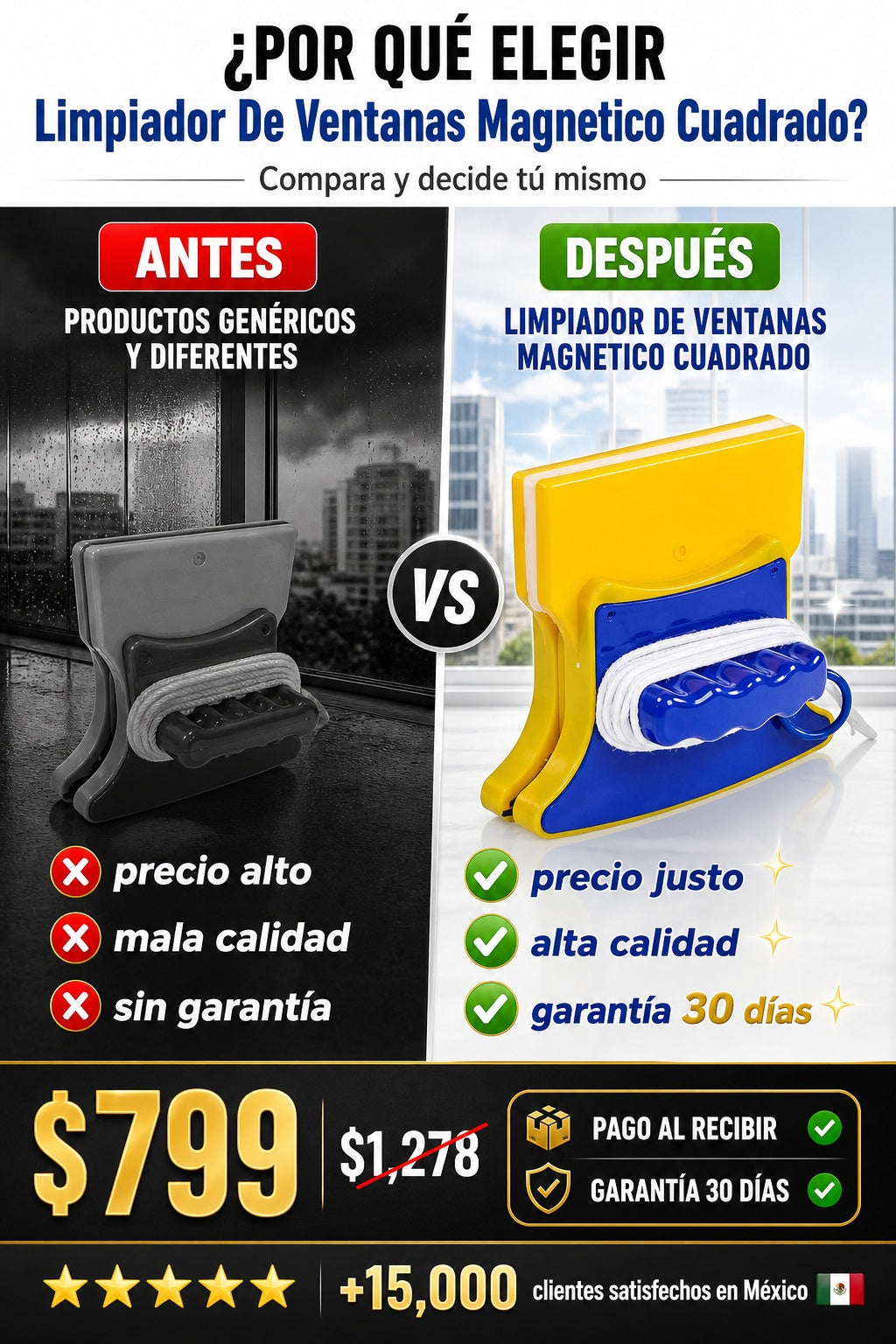Limpiador De Ventanas Magnetico Cuadrado - imagen 4