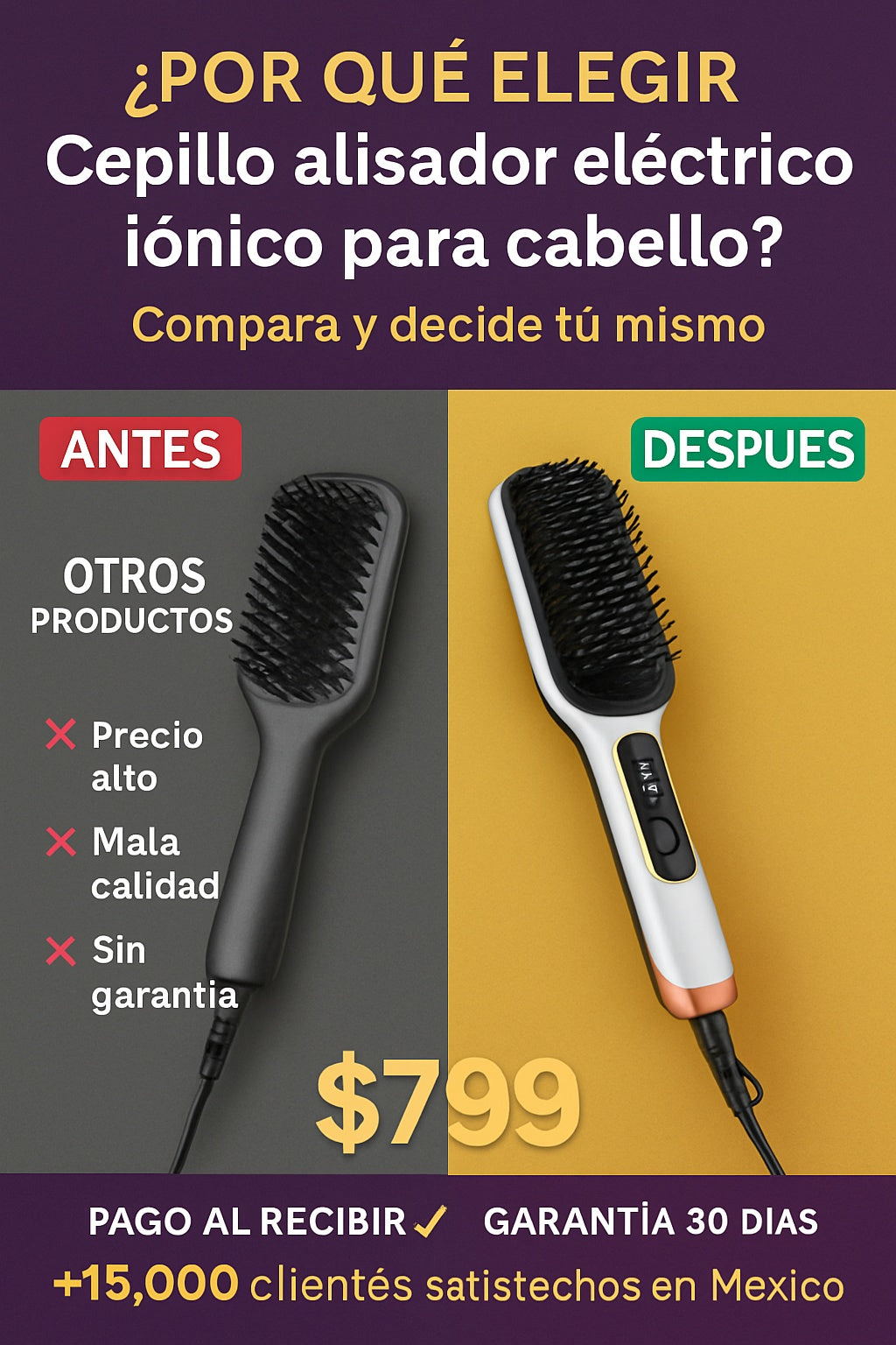Cepillo alisador eléctrico iónico para cabello - imagen 4
