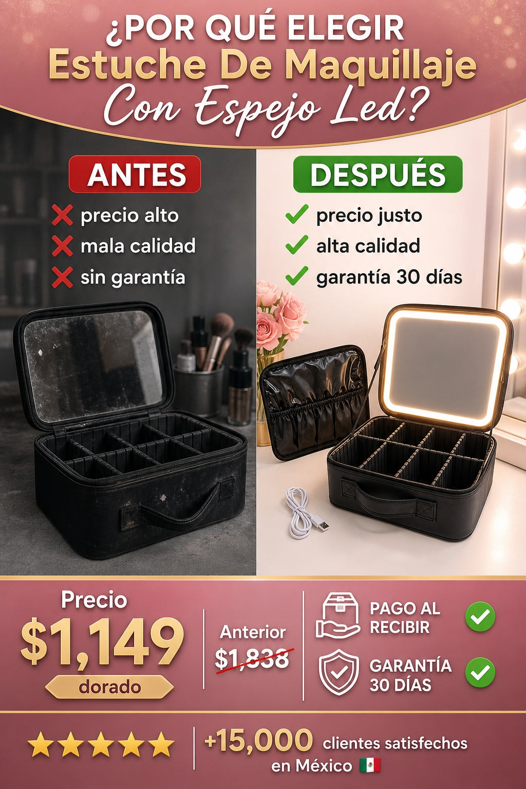 Estuche De Maquillaje Con Espejo Led - imagen 4