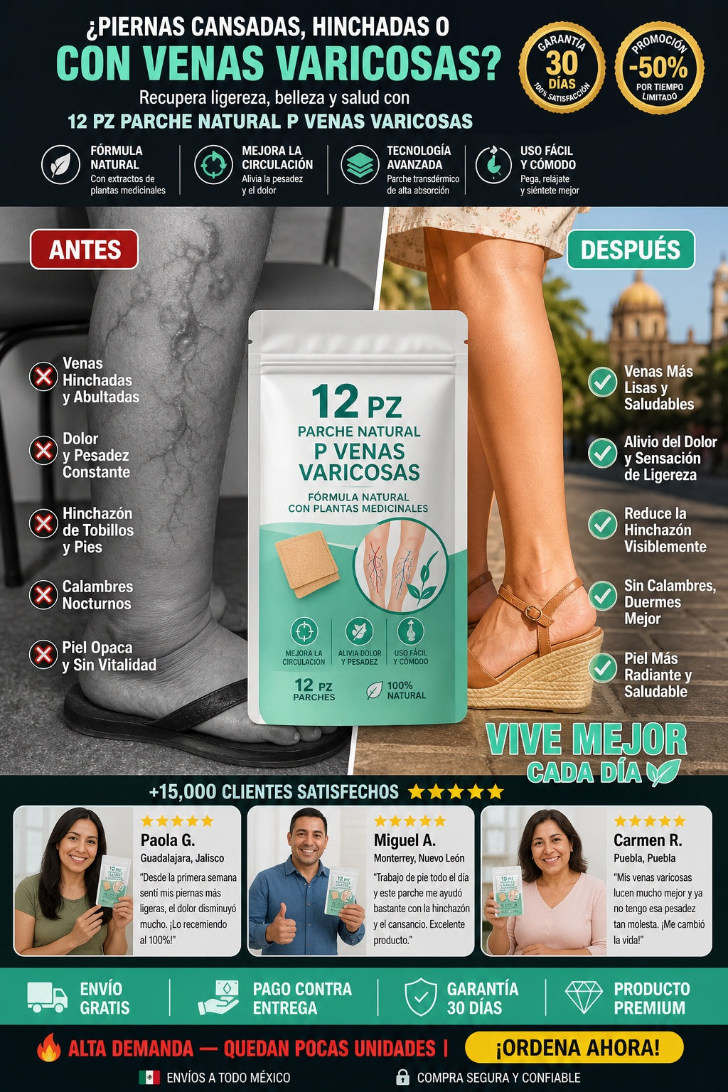 12 Pz Parche Natural P Venas Varicosas - imagen 4