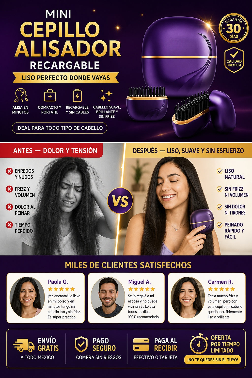 Mini Cepillo Alisador Recargable - imagen 4