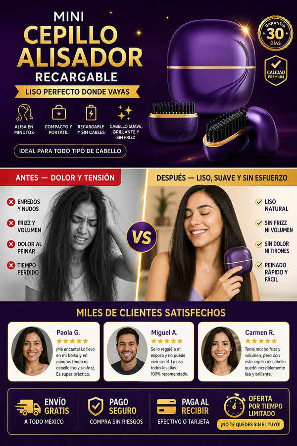 Mini Cepillo Alisador Recargable - imagen 4
