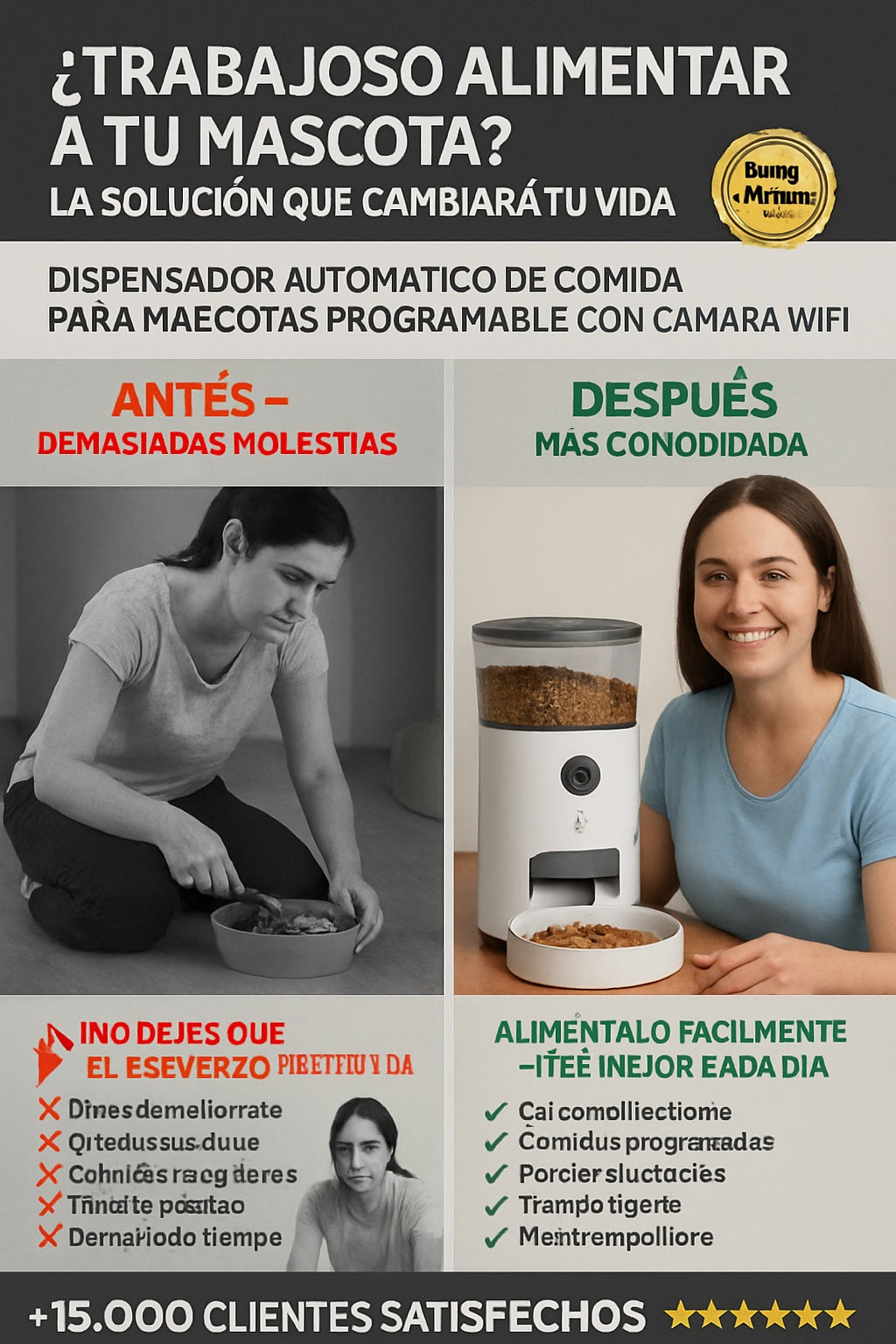 Dispensador automático de comida para mascotas programable con cámara WiFi - imagen 4