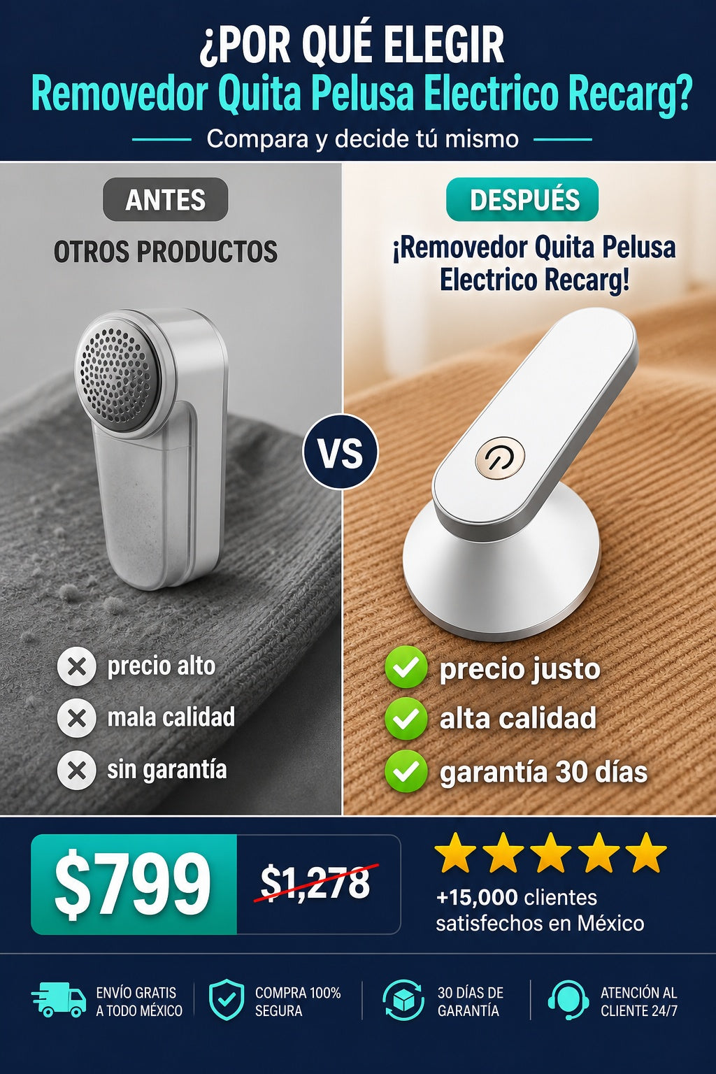 Removedor Quita Pelusa Electrico Recarg - imagen 4