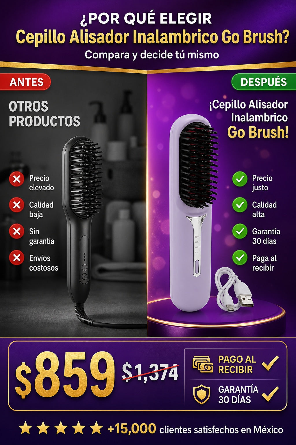 Cepillo Alisador Inalambrico Go Brush - imagen 4